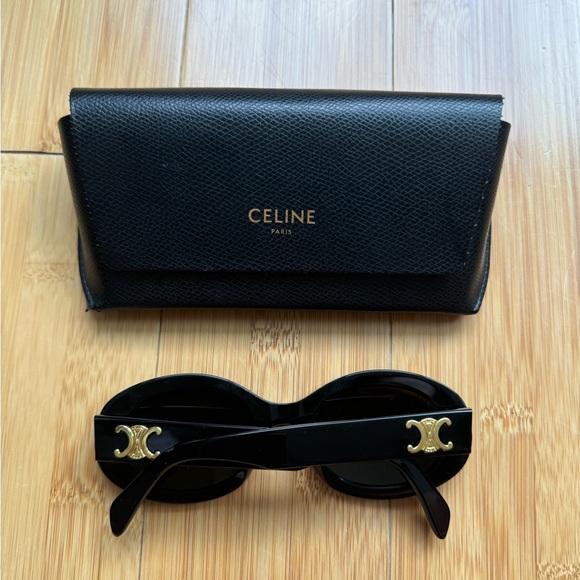 Celine Black Triomphe Oval Sunglasses